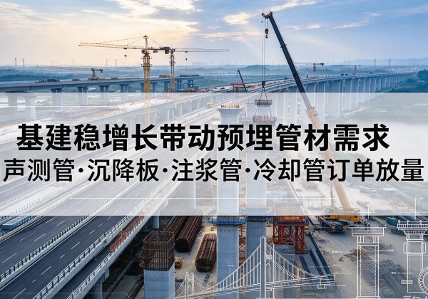 赣榆基建稳增长带动预埋监测管材需求，声测管、沉降板、注浆管订单持续放量